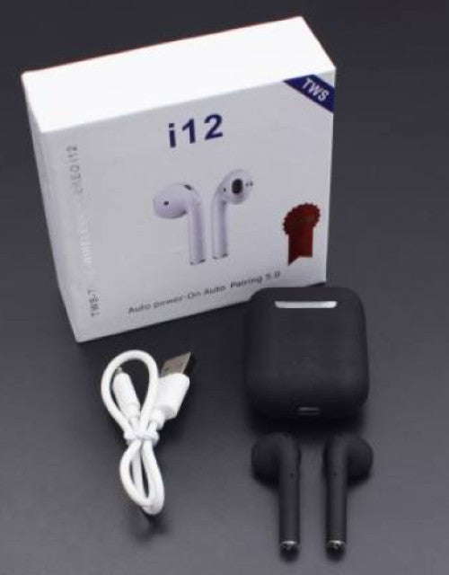 i12 Wireless Earpods + Touch Black